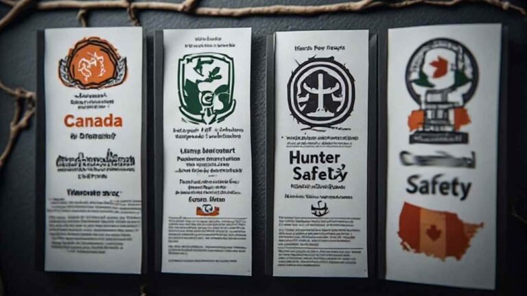 Canadian province and territorial hunter safety certification logos displayed side by side