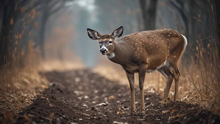 Whitetail buck on a scrape line during peak November rut in southern Ontario