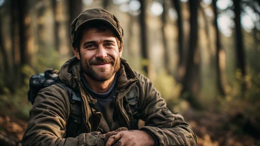 Hunter Alex Martin in a hunting office
