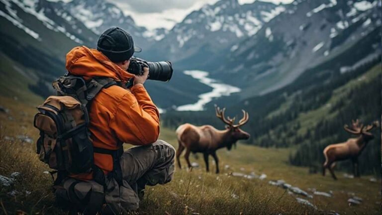Hunter glassing alpine basin for moose in Yukon Territory